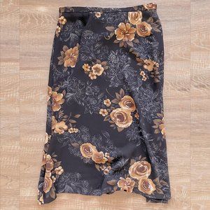 Vintage y2k brown retro floral midi skirt